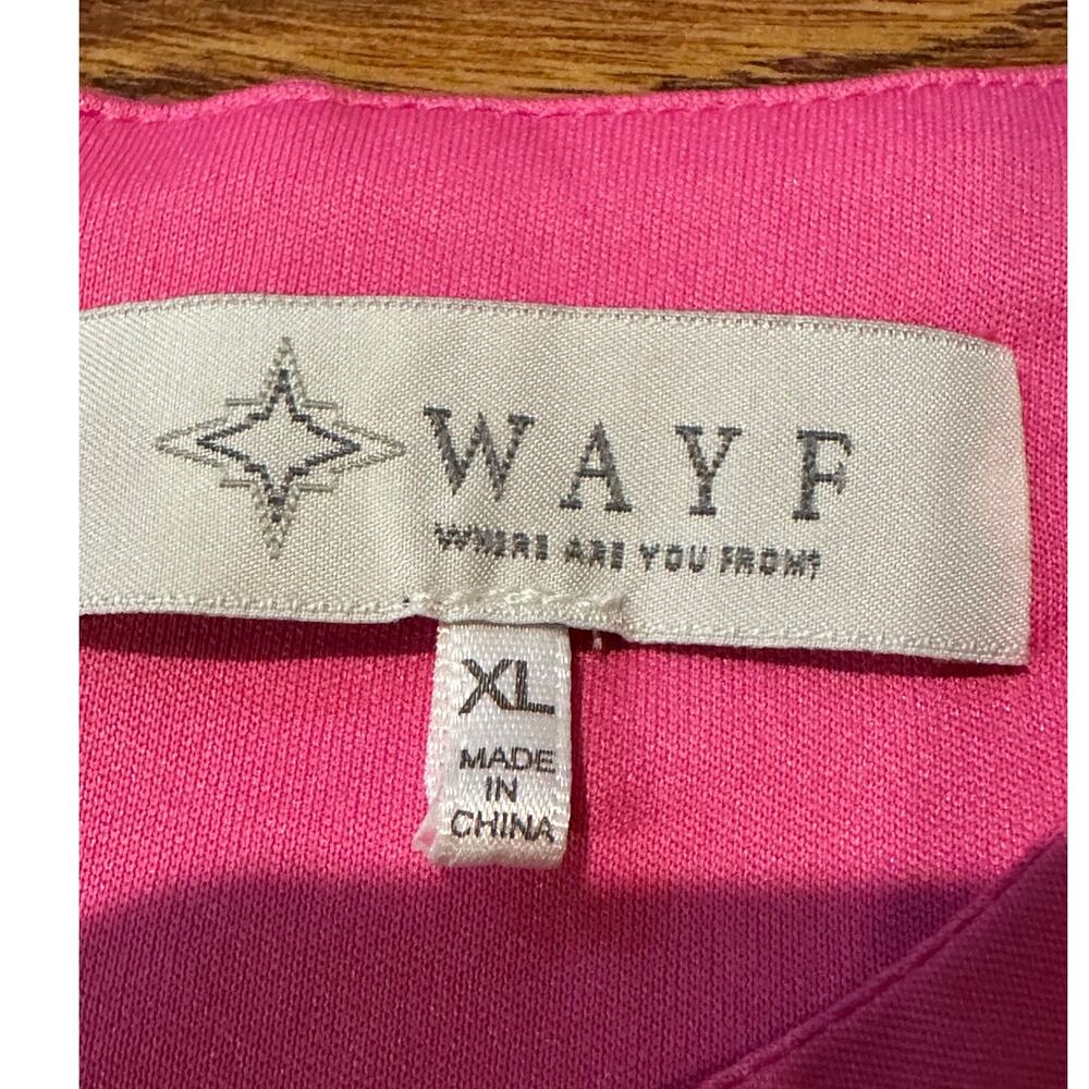 WAYF Puff Sleeve Cutout Mini Dress Hot Pink Women’s XL Cotton Statement Dress - Picture 6 of 10